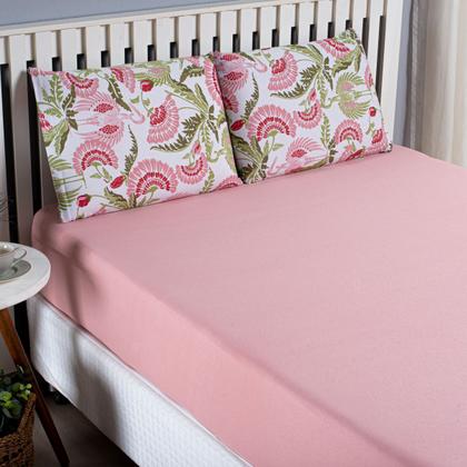 Imagem de Jogo de Lençol Casal Queen Malha 100% Algodão 03 Peças Com Elástico