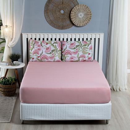 Imagem de Jogo de Lençol Casal Queen Malha 100% Algodão 03 Peças Com Elástico