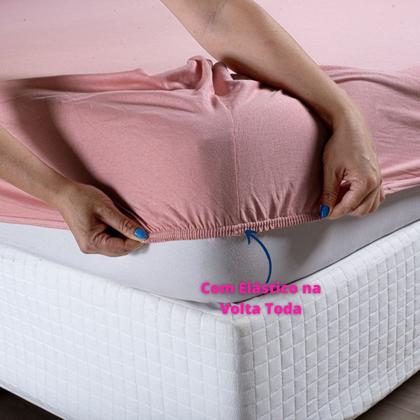 Imagem de Jogo de Lençol Casal Queen Malha 100% Algodão 03 Peças Com Elástico