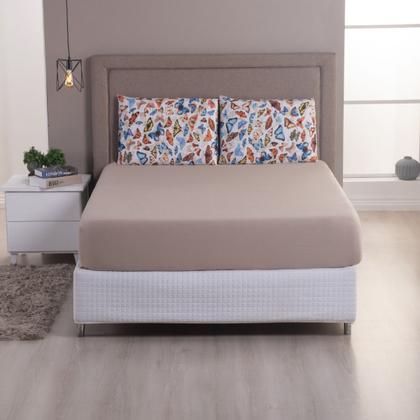 Imagem de Jogo de Lençol Casal Queen Malha 100% Algodão 03 Peças Com Elástico