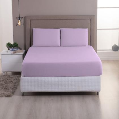 Imagem de Jogo de Lençol Casal Queen Malha 100% Algodão 03 Peças Com Elástico