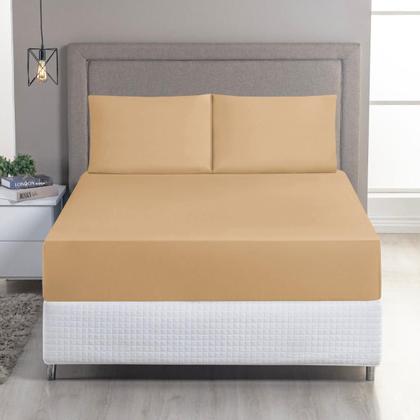 Imagem de Jogo de Lençol Casal Queen Malha 100% Algodão 03 Peças Com Elástico