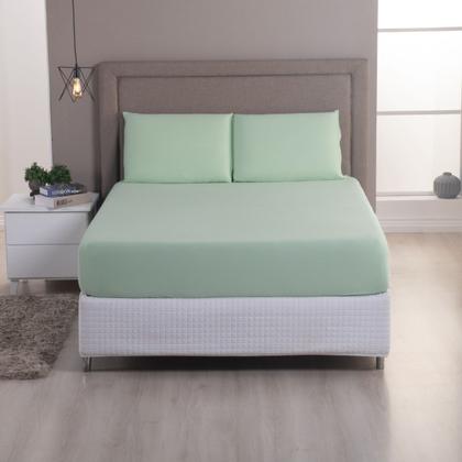 Imagem de Jogo de Lençol Casal Queen Malha 100% Algodão 03 Peças Com Elástico