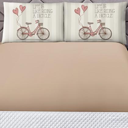 Imagem de Jogo de Lençol Casal Queen Soft 3 Peças Cama Fronha e Lençol Elástico 100% Poliéster 180 Fios