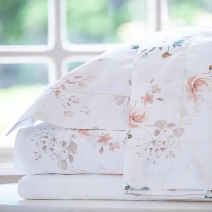 Imagem de Jogo de lencol cetim 300 fios firenze estampado branco casal