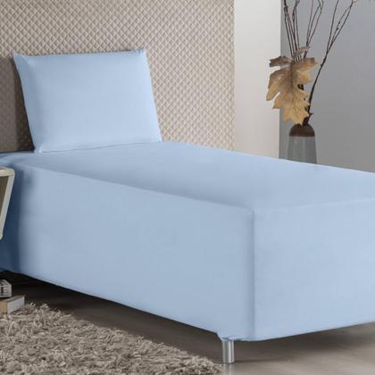 Imagem de Jogo De Lençol Conjugado Solteiro Algodão Cama Box Azul