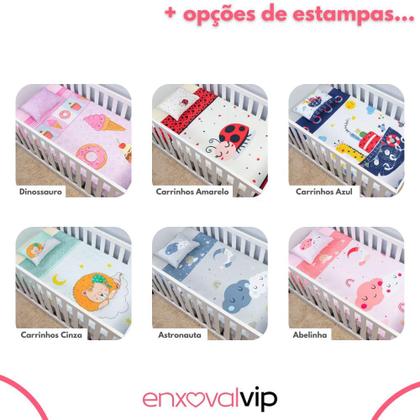 Imagem de Jogo de Lençol de Berço Completo Estampado Elástico Fronha Lençol de Cobrir Cima Bebê