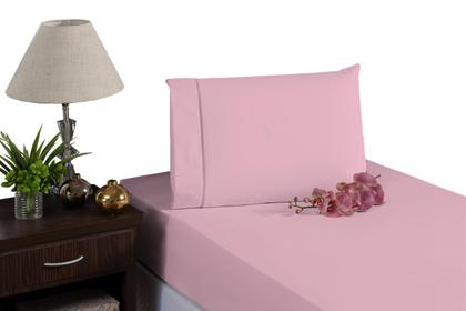 Imagem de Jogo De Lençol Elástico Solteiro 2 Peças 100% Algodão Rosa
