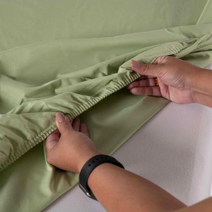 Imagem de Jogo de Lençol Encantare Ponto Palito Estampado Completo 4 Peças Queen 80% Algodão / 20% Poliéster Percal 180 Fios  - Ve 