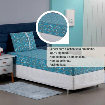 Imagem de Jogo De Lençol Infantil Com Elástico Em Malha Resistente