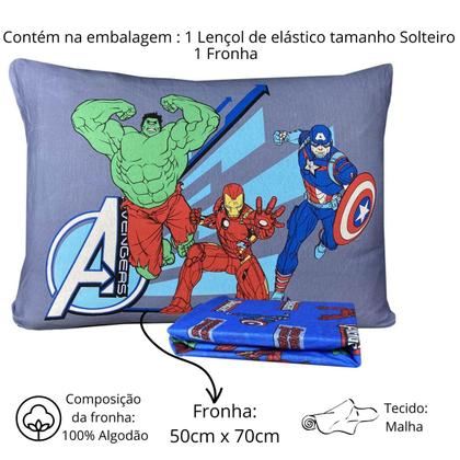 Imagem de Jogo De Lençol Infantil Vingadores Avengers Solteiro 2 Peças Simples Portallar