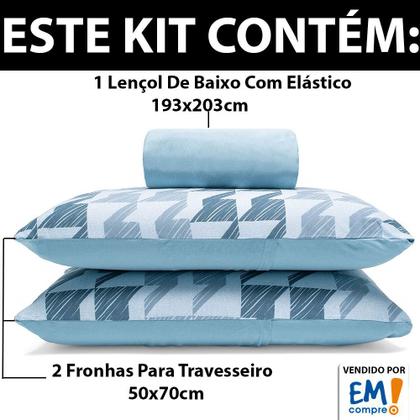 Imagem de Jogo de Lençol King 3 Peças Estampado de Malha 100% Algodão com Elástico Buettner - Emcompre