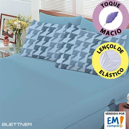 Imagem de Jogo de Lençol King 3 Peças Estampado de Malha 100% Algodão com Elástico Buettner - Emcompre
