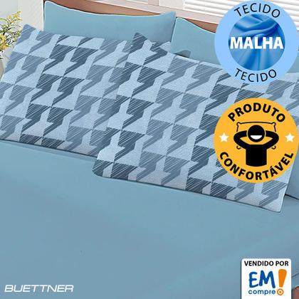 Imagem de Jogo de Lençol King 3 Peças Estampado de Malha 100% Algodão com Elástico Buettner - Emcompre