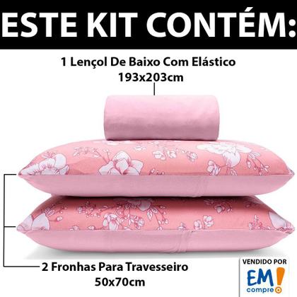Imagem de Jogo de Lençol King 3 Peças Estampado de Malha 100% Algodão com Elástico Buettner - Emcompre