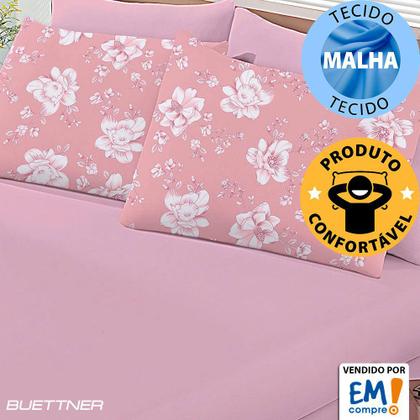 Imagem de Jogo de Lençol King 3 Peças Estampado de Malha 100% Algodão com Elástico Buettner - Emcompre