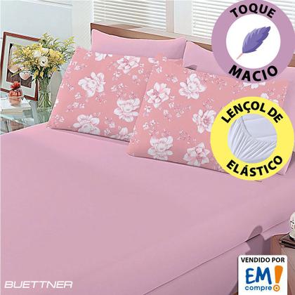 Imagem de Jogo de Lençol King 3 Peças Estampado de Malha 100% Algodão com Elástico Buettner - Emcompre