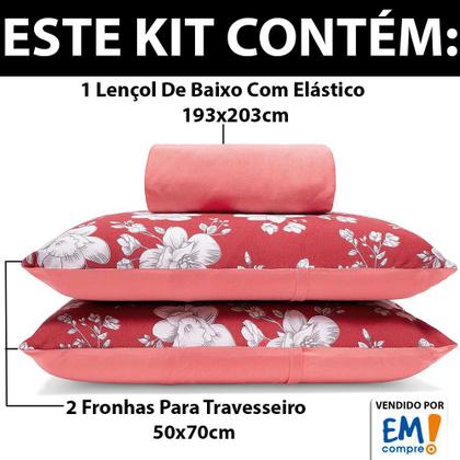 Imagem de Jogo de Lençol King 3 Peças Estampado de Malha 100% Algodão com Elástico Buettner - Emcompre