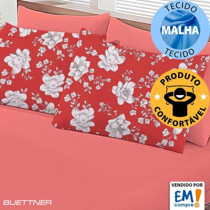 Imagem de Jogo de Lençol King 3 Peças Estampado de Malha 100% Algodão com Elástico Buettner - Emcompre