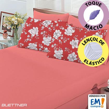 Imagem de Jogo de Lençol King 3 Peças Estampado de Malha 100% Algodão com Elástico Buettner - Emcompre