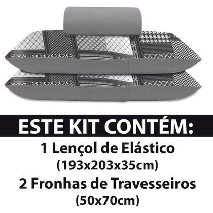 Imagem de Jogo de Lençol King 3 Peças Estampado de Malha 100% Algodão com Elástico Buettner - Emcompre