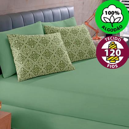 Imagem de Jogo de Lençol King 3 Peças Estampado de Malha 100% Algodão com Elástico Buettner - Emcompre