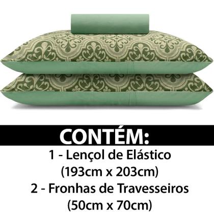 Imagem de Jogo de Lençol King 3 Peças Estampado de Malha 100% Algodão com Elástico Buettner - Emcompre