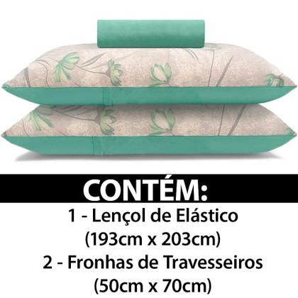 Imagem de Jogo de Lençol King 3 Peças Estampado de Malha 100% Algodão com Elástico Buettner - Emcompre