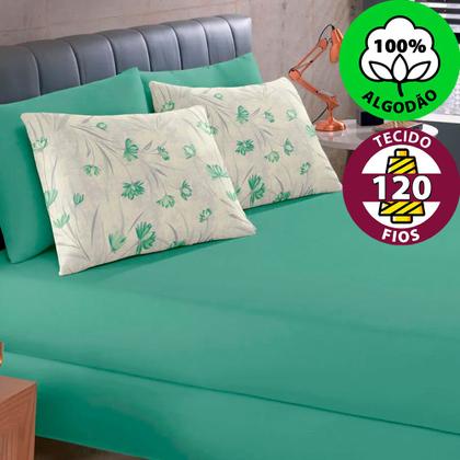 Imagem de Jogo de Lençol King 3 Peças Estampado de Malha 100% Algodão com Elástico Buettner - Emcompre