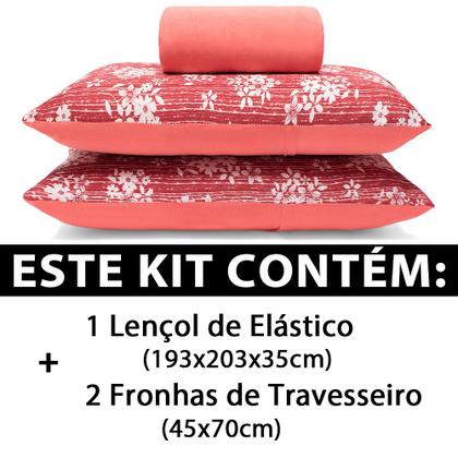 Imagem de Jogo de Lençol King 3 Peças Estampado de Malha 100% Algodão com Elástico Buettner - Emcompre