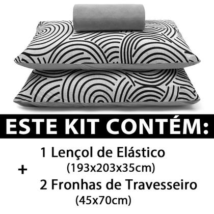 Imagem de Jogo de Lençol King 3 Peças Estampado de Malha 100% Algodão com Elástico Buettner - Emcompre