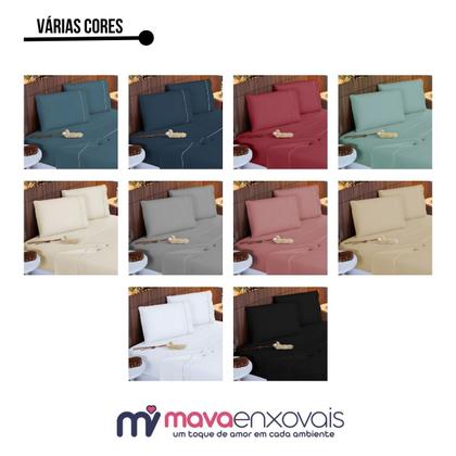 Imagem de Jogo de Lençol King 4 Peças 400 Fios Ponto Palito com Elástico Cama Box