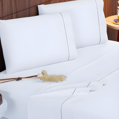 Imagem de Jogo de Lençol King 4 Peças 400 Fios Ponto Palito com Elástico Cama Box