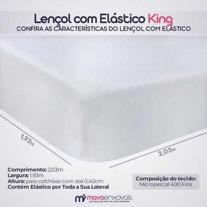 Imagem de Jogo de Lençol King 4 Peças 400 Fios Ponto Palito com Elástico Cama Box