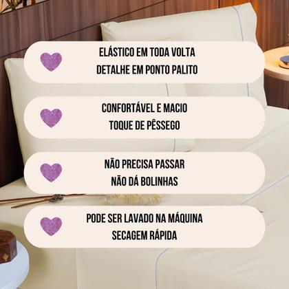 Imagem de Jogo de Lençol King 4 Peças 400 Fios Ponto Palito com Elástico Cama Box