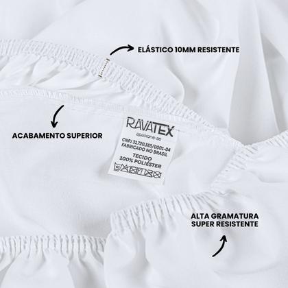 Imagem de Jogo de Lençol King 400 Fios Ponto Palito Lençol com Elástico e Fronha Branco 03 Peças