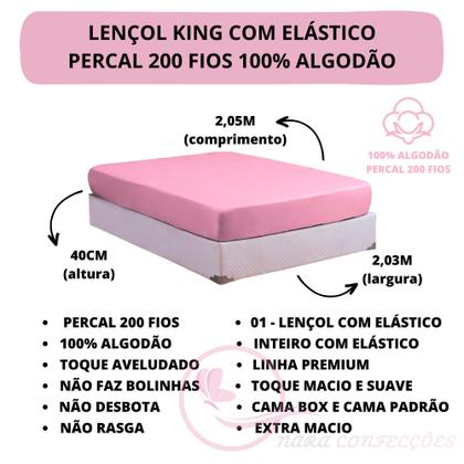 Imagem de Jogo de Lençol King ESPLENDORE 100% Algodão Percal 200 Fios 04 Peças Tecido Grosso Toque Macio