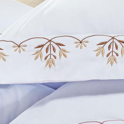 Imagem de Jogo De lençol King Urban Bordado 4Pçs 200 Fios 100% Algodão Várias Cores