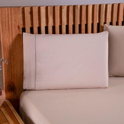 Imagem de Jogo de Lençol Liso Queen 4 Peças 180 Fios Algodão Caqui