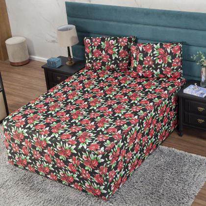 Imagem de Jogo de Lençol Luva Casal Conjugada Colchão e Box Malha Estampada 3 Peças
