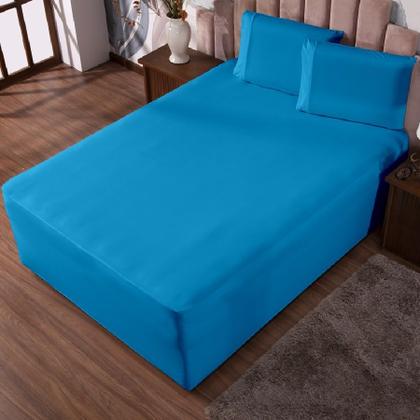 Imagem de Jogo de Lençol Luva King Conjugada Veste Colchão e Box Malha 3 Peças