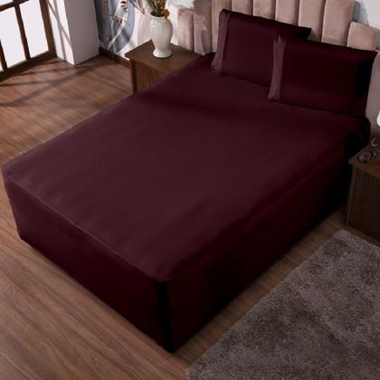 Imagem de Jogo de Lençol Luva Queen Conjugada Veste Colchão e Box Malha 3 Peças