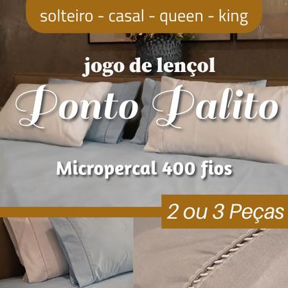 Imagem de Jogo de Lençol Micro Percal 400 Fios Ponto Palito - Solteiro / Casal Padrão / Queen / King
