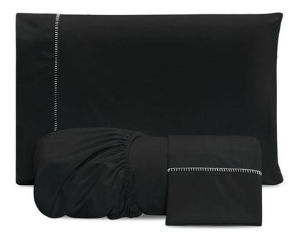 Imagem de Jogo De Lençol Pérola King Box Liso Com Elástico 3 Pçs Luxo