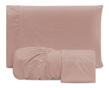 Imagem de Jogo De Lençol Pérola King Box Liso Com Elástico 3 Pçs Luxo