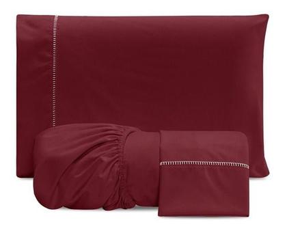 Imagem de Jogo De Lençol Pérola King Box Liso Com Elástico 3 Pçs Luxo