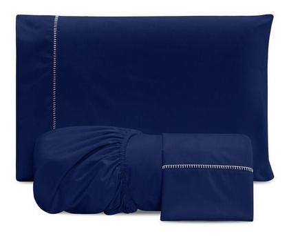 Imagem de Jogo De Lençol Pérola King Box Liso Com Elástico 3 Pçs Luxo