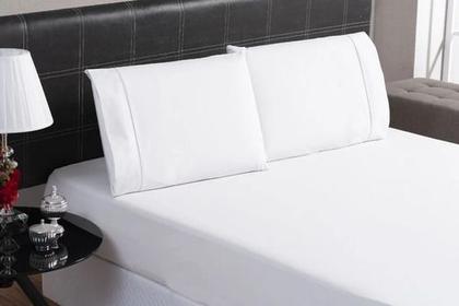 Imagem de Jogo De Lençol Pérola King Box Liso Com Elástico 3 Pçs Luxo