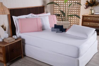 Imagem de Jogo de Lençol Queen 200 fios 3 Peças Bordado Inglês com Lese