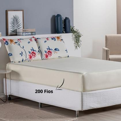 Imagem de Jogo de Lençol Queen 200 Fios Estampado 03 Peças Felicità